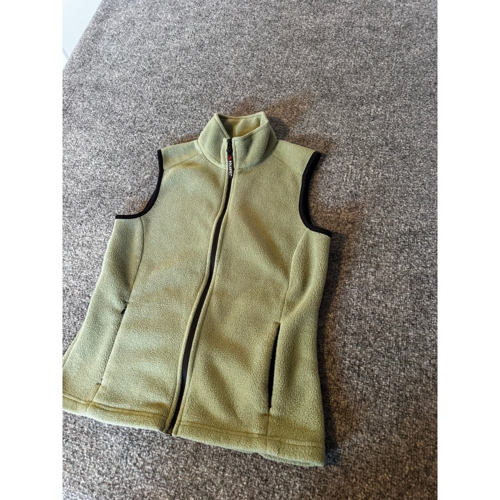 Eddie Bauer Polartec Fleece Vest Sage Green Full Zip Mock Neck Womens Small - Picture 5 of 11